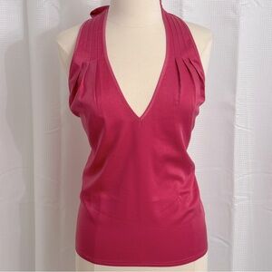 SHEIN‎ EZWear Halter V-Neck Backless Tie Top, Detail Top Stitching on Tie Straps